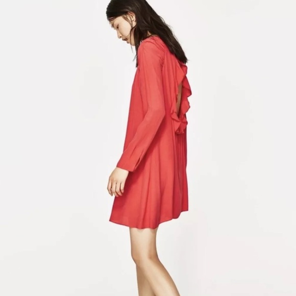 Zara Trafaluc Collection Ruffled Open Back Mini Dress New With Tags - Picture 8 of 8